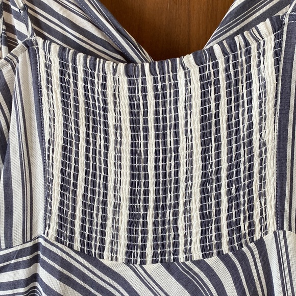 Gentle Fawn Mischa Dress White Blue Stripes Knee Length Asymmetrical Hem - Picture 8 of 10